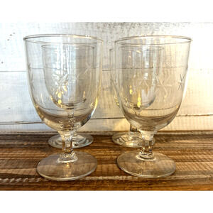 Set 4 Vintage MCM Barware Quartzex Crystal Star Dust Atomic Water Wine Goblet